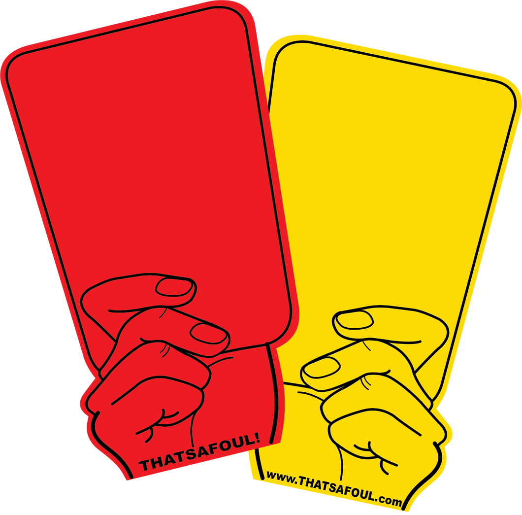 That's A Foul! HUGE Foam Red & Yellow Card Ref Hand